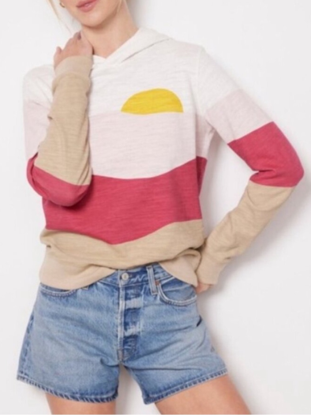 Faherty Organic Cotton Sunset Stripe Sun & Waves Slub Hoodie